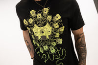 Junglist Soundsystem with a green to yellow fade close up