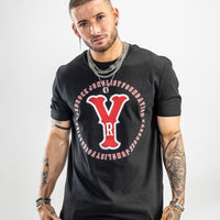 Black Yardrock Vintage Red print t shirt