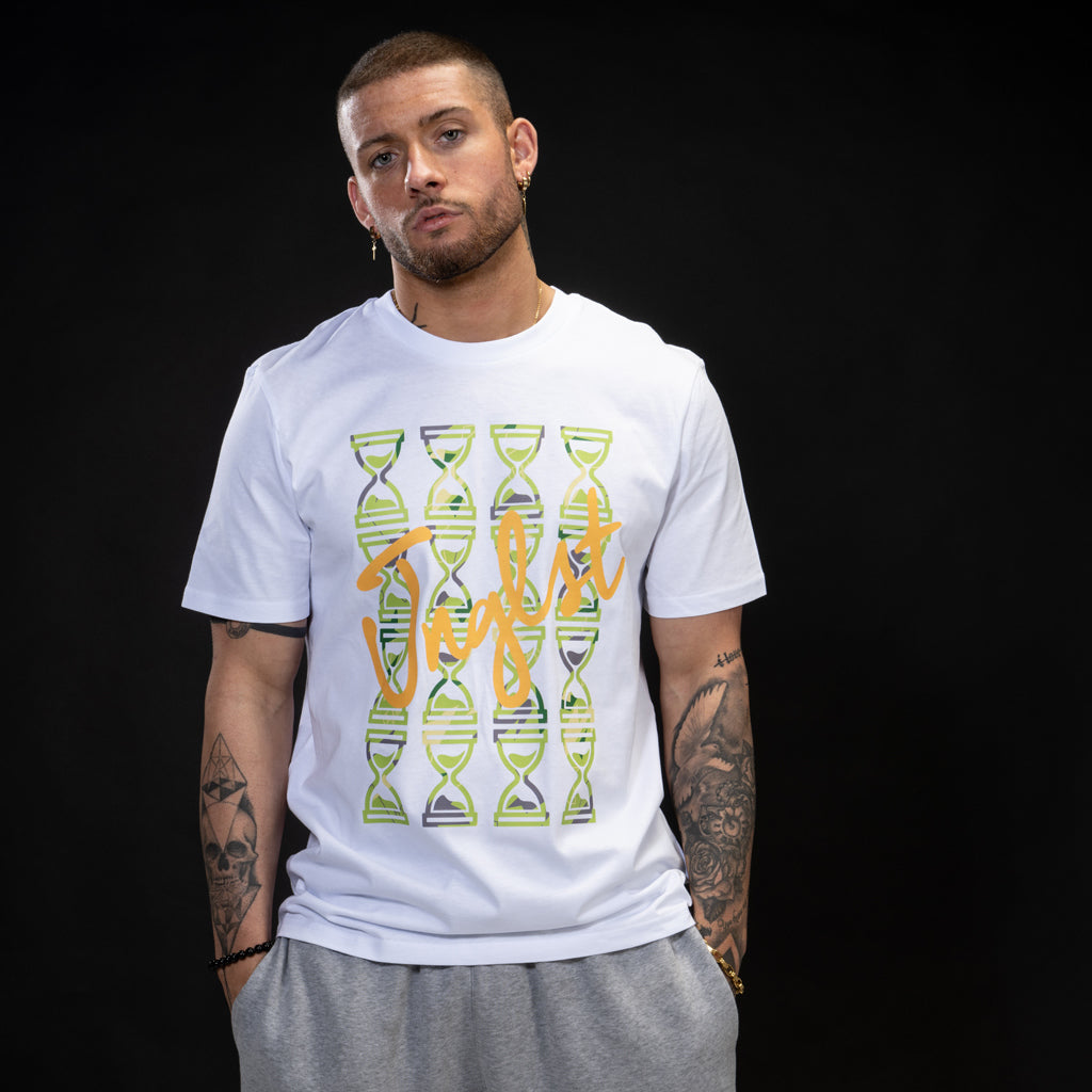 Green Timepiece - White T-Shirt