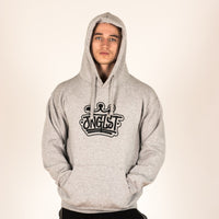 Grey Junglist Crown Hoody with hood up