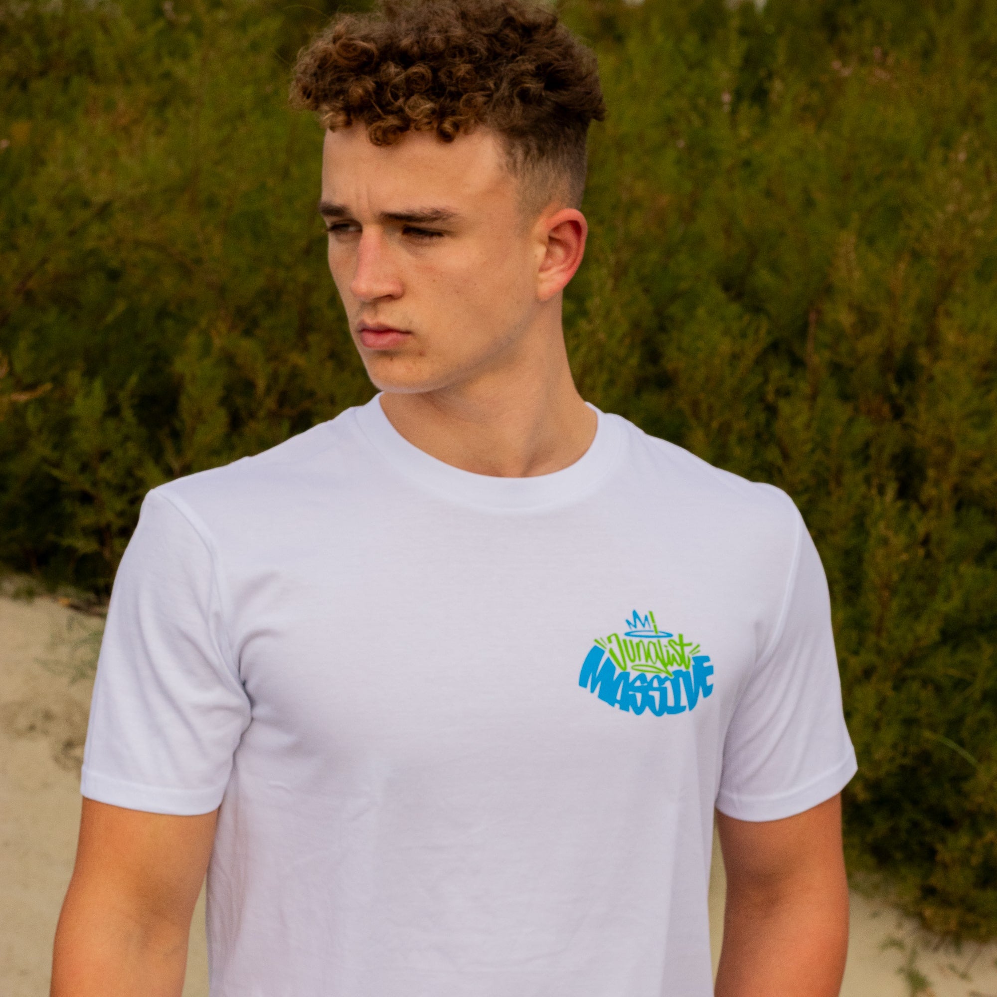 White T-Shirt Front Print Back to Back