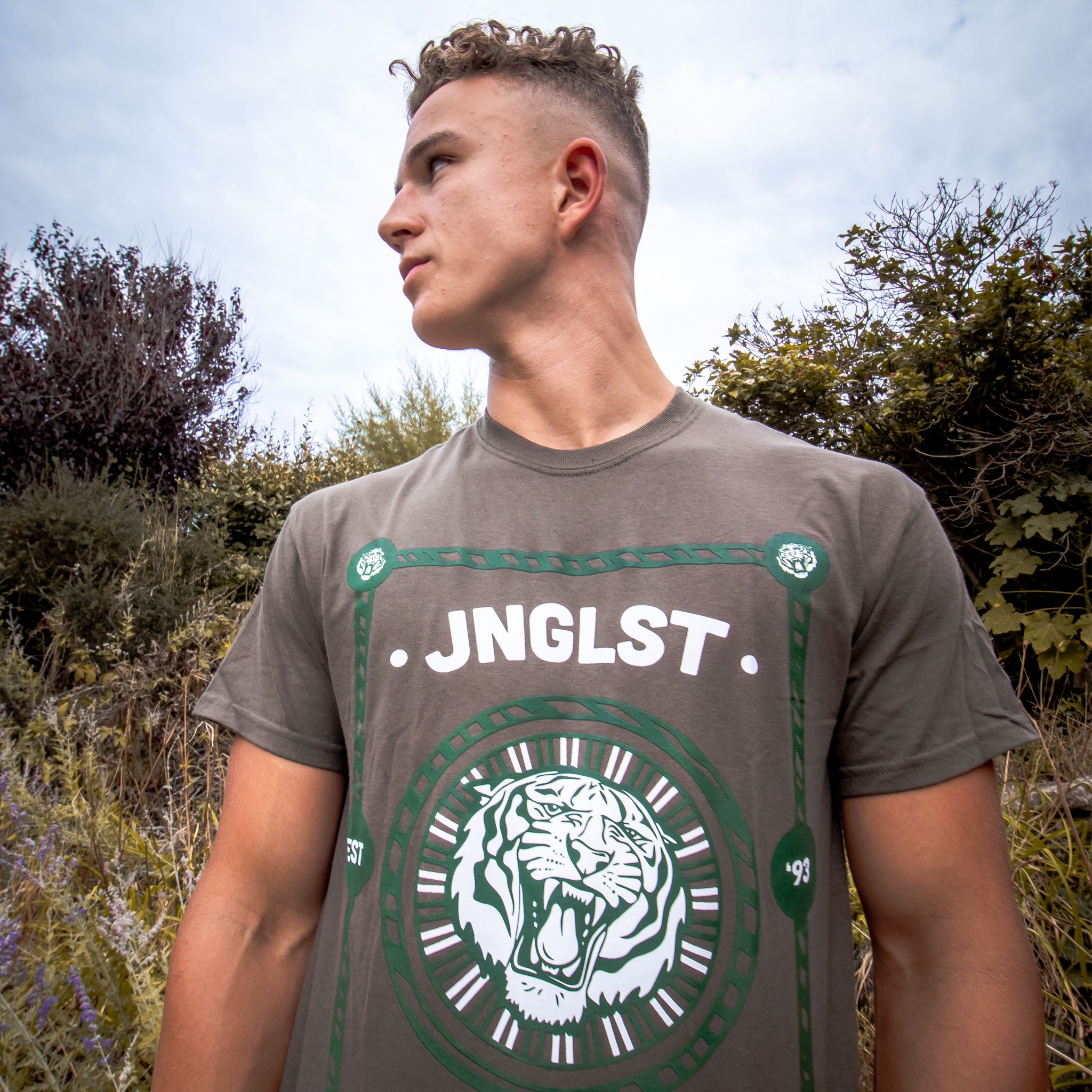 Jnglst Clothing Tiger Green/White T Shirt