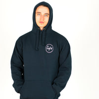 Model wearing our Navy Junglist Roots Up Hoody