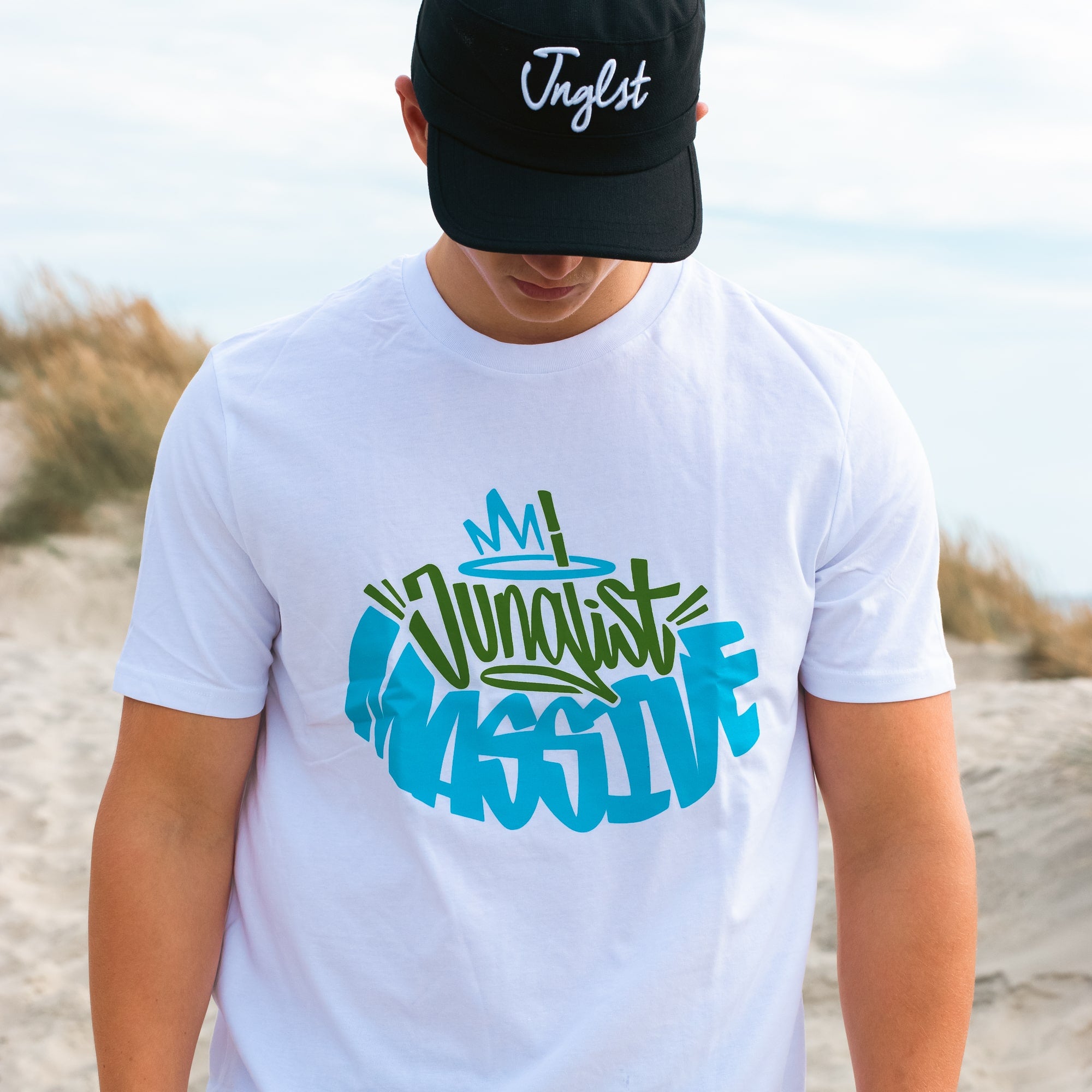 Man wearing Junglist Massive T Shirt