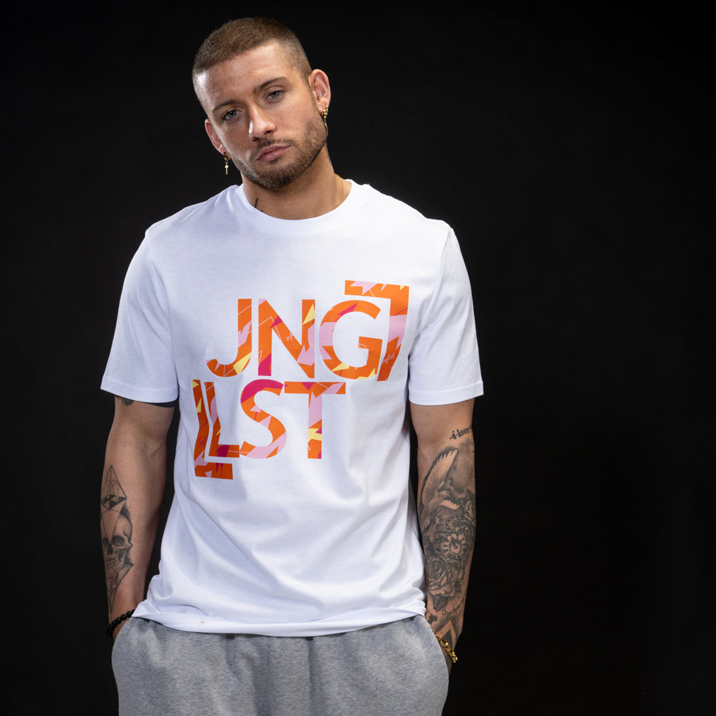 White Junglist T Shirt with White Camo Printing