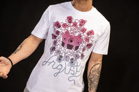 White Junglist Soundsystem T-Shirt with Purple Fade