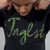 Jnglst Camo Sweatshirt on Model mid shot