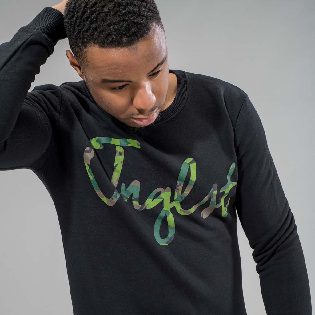 Junglist Black Sweatshirt with Camo Logo