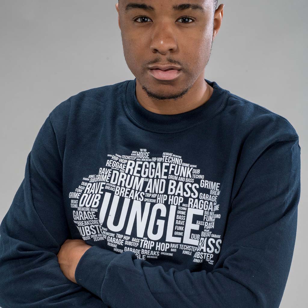 Mid Shot of Navy Jungle Roots Sweat