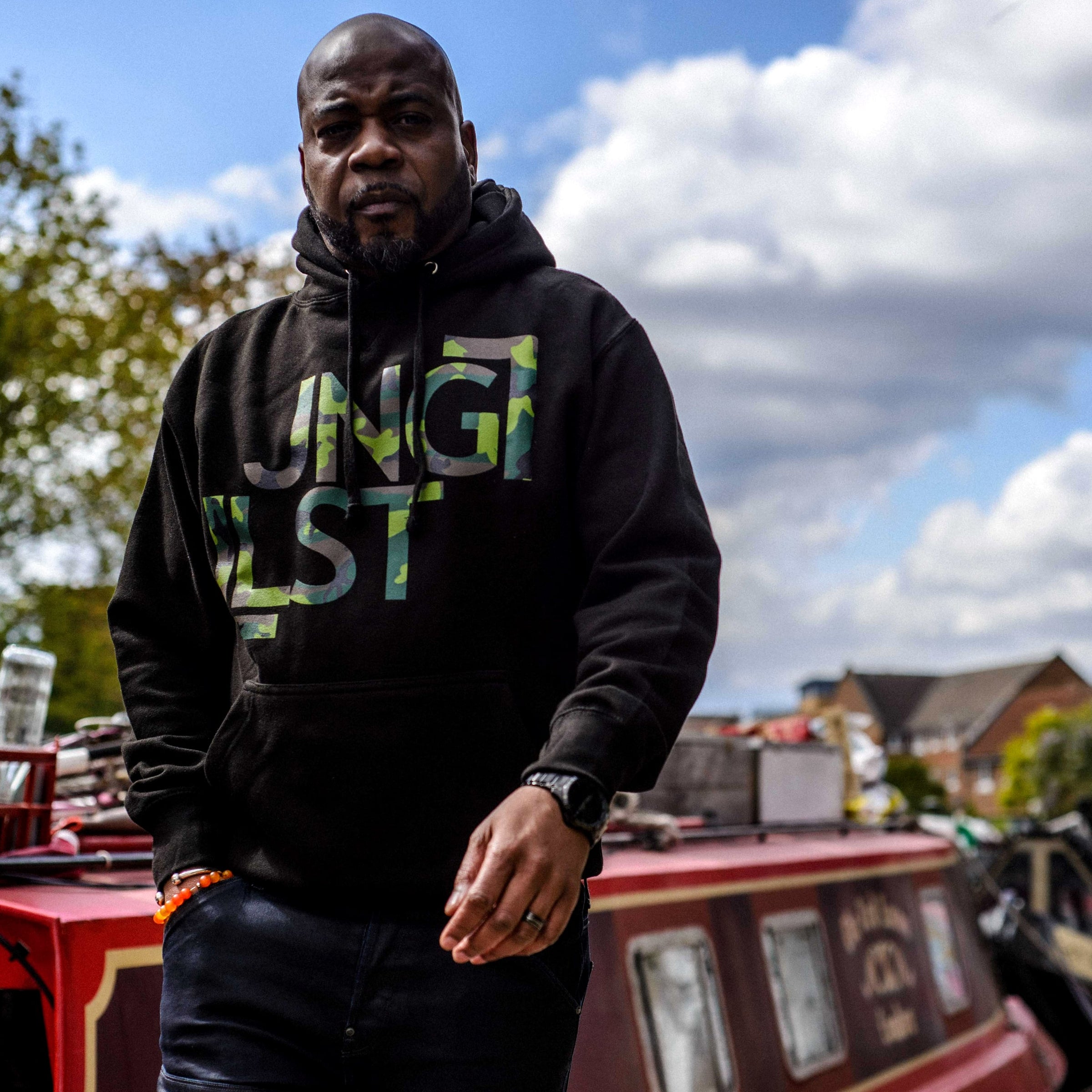 JNGLST Camo On Black Hoodie