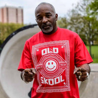 Ragga Twins Wearing Old Skool Back in the Day Smiley Red/White T-Shirt