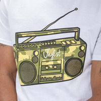 White Ghetto Blaster T-Shirt Mid Shot from front