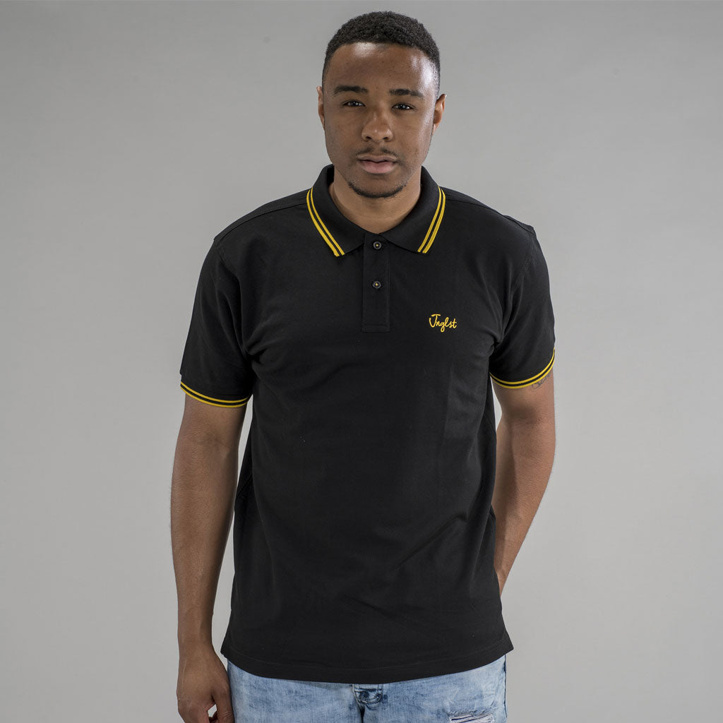 Black Polo Shirt with yellow detail