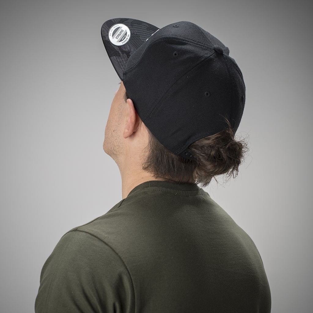 Jnglst Black Snapback with Black Camo Visor