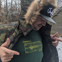 Green And Yellow THTC Amen Tee Worn By  Junglist Danny Wav