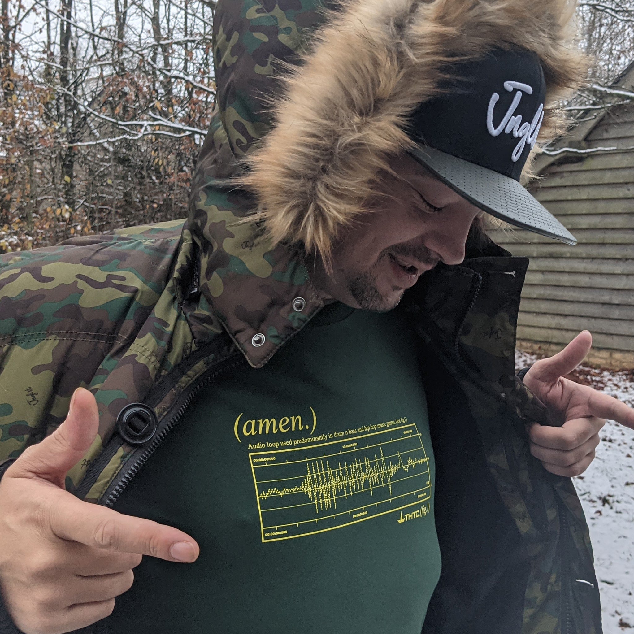 Green And Yellow THTC Amen Tee Worn By  Junglist Danny Wav