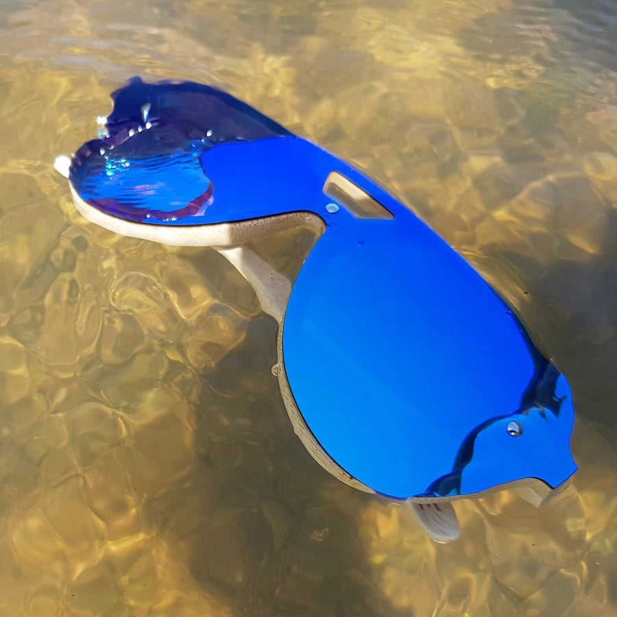 Blue Lensed Future Junglist Bamboo Sunglasses