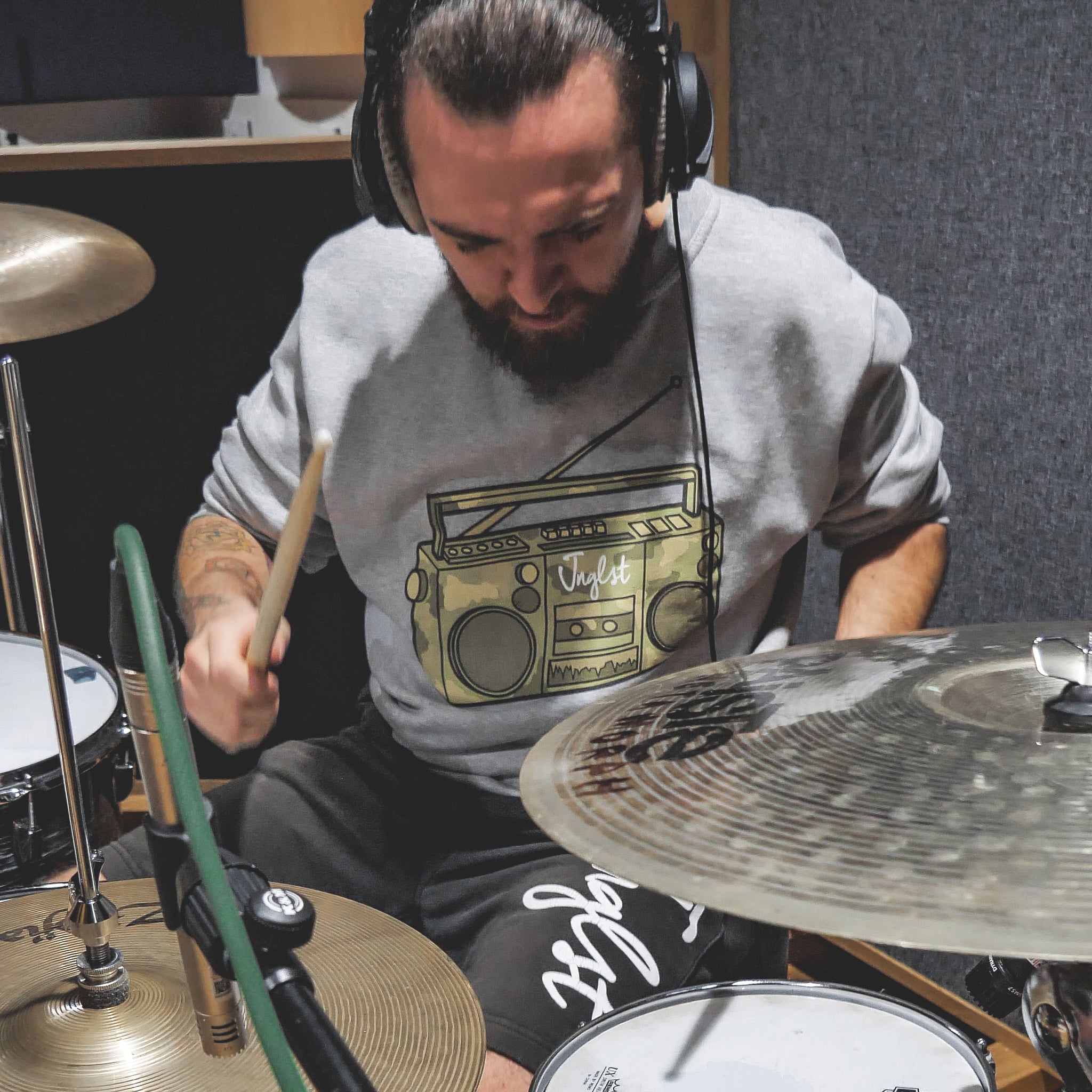 Drumming Wearing Grey Ghettoblaster Sweat