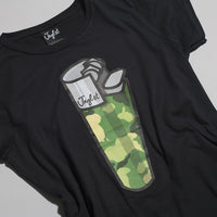 Womens Black/Camo Lighter T-Shirt - Rave Clothing from Junglist Network