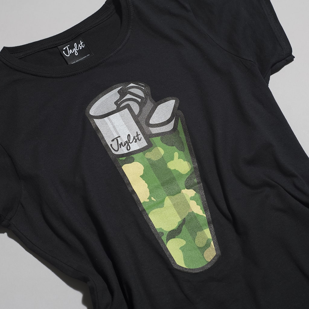 Womens Black/Camo Lighter T-Shirt - Rave Clothing from Junglist Network