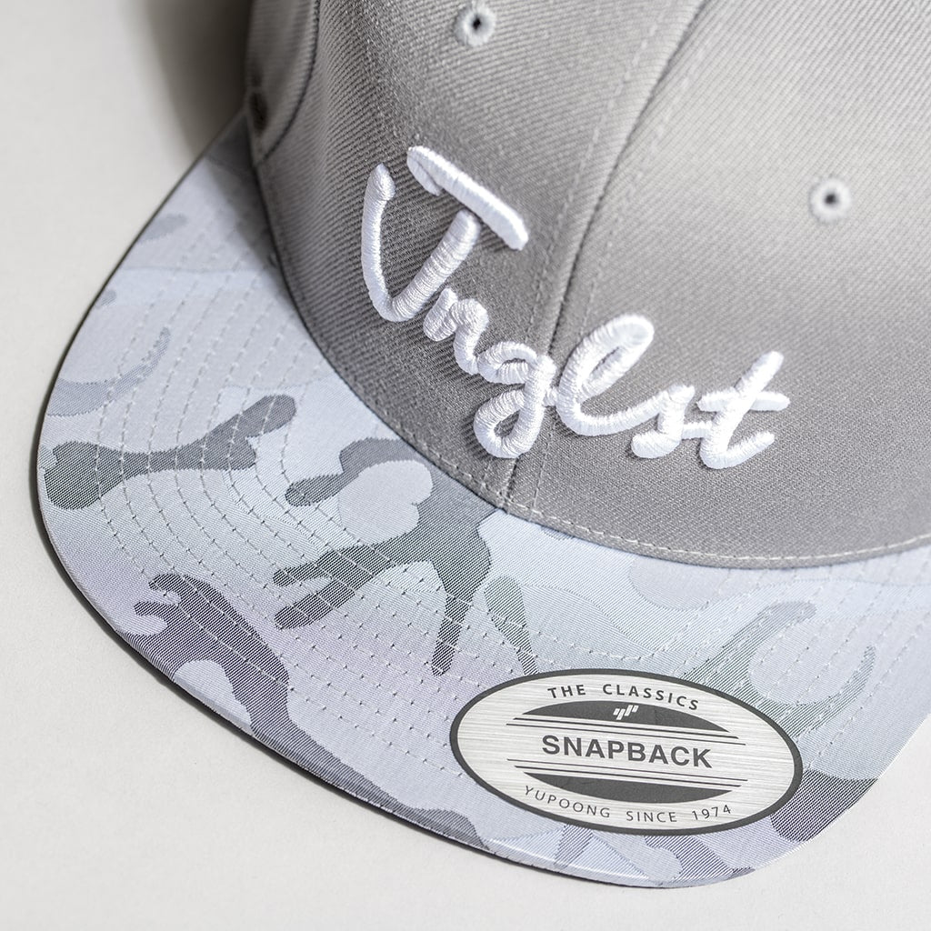 Silver and Grey Camo Snapback Peak