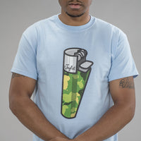 Mid Shot of Light Blue Lighter T-Shirt for Junglists