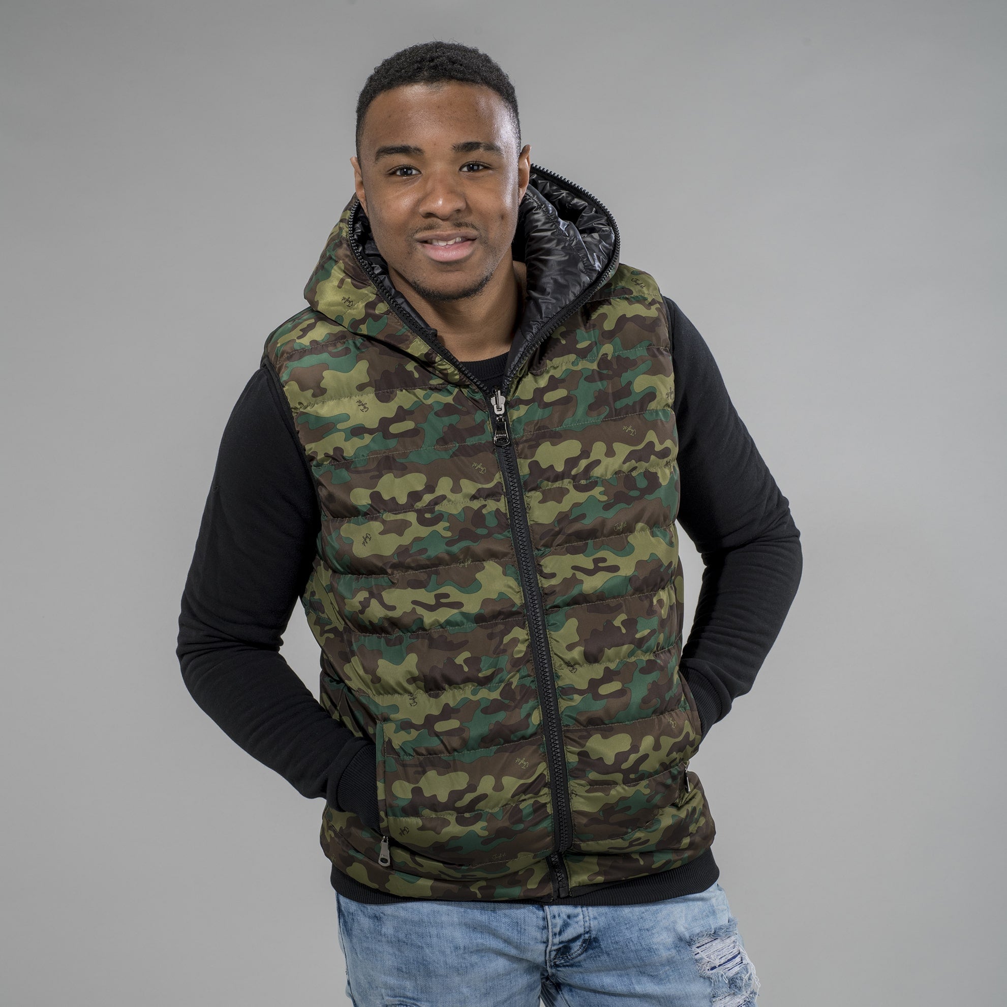Camo and Black Body Warmer