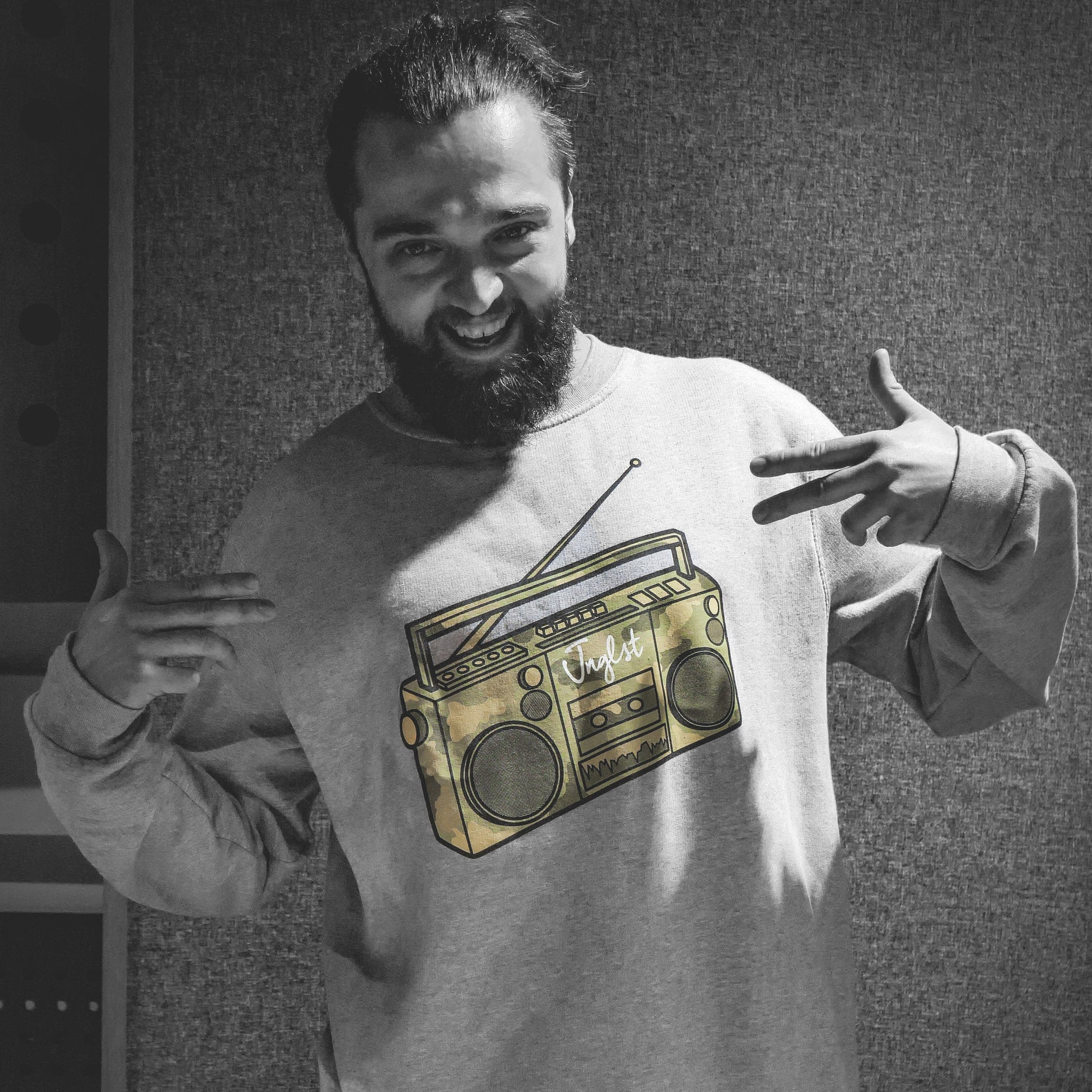 Sage_Wearing_Grey_Ghettblaster_Boombox