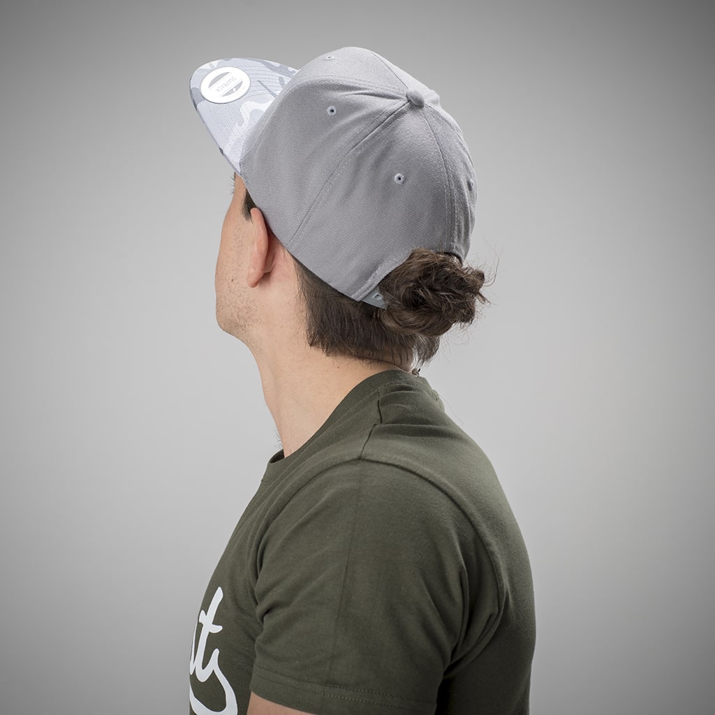 Grey and Silver Junglist Snapback from the back