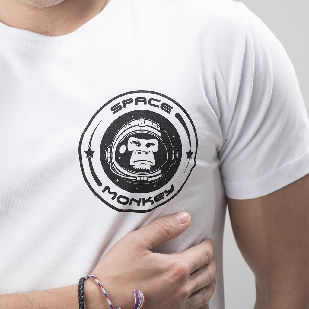 Space Monkey White T-Shirt with front Print