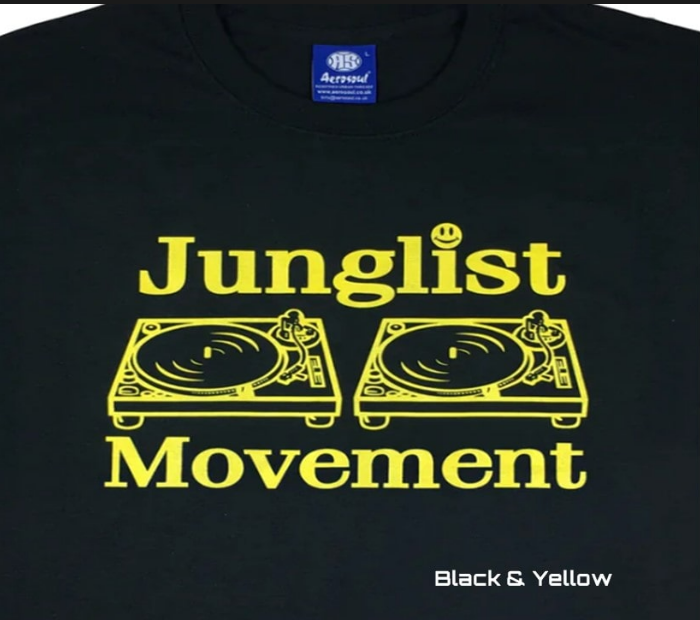 Junglist Movement T-Shirt in Black - Yellow Print