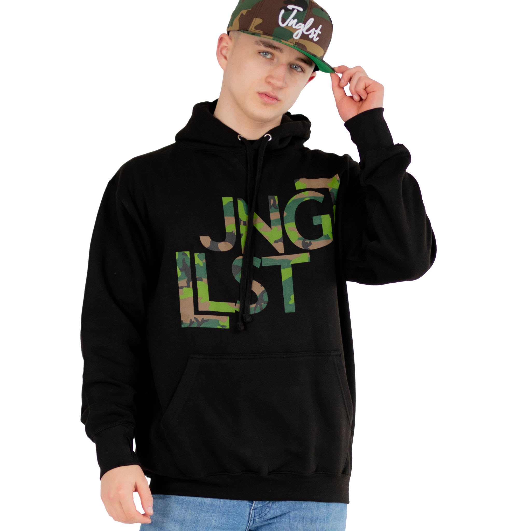 JNGLST Camo hoody with camo cap