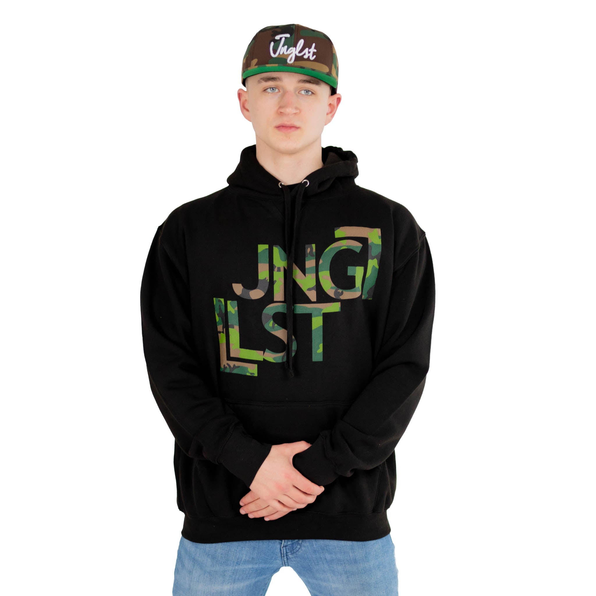 JNGLST Camo On Black Hoodie