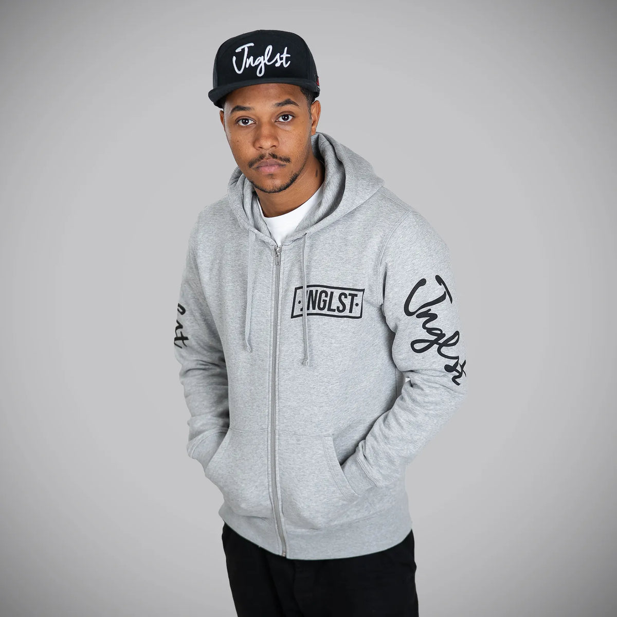 Jnglst Barcode Grey Zip Hoody Drum and Bass Design
