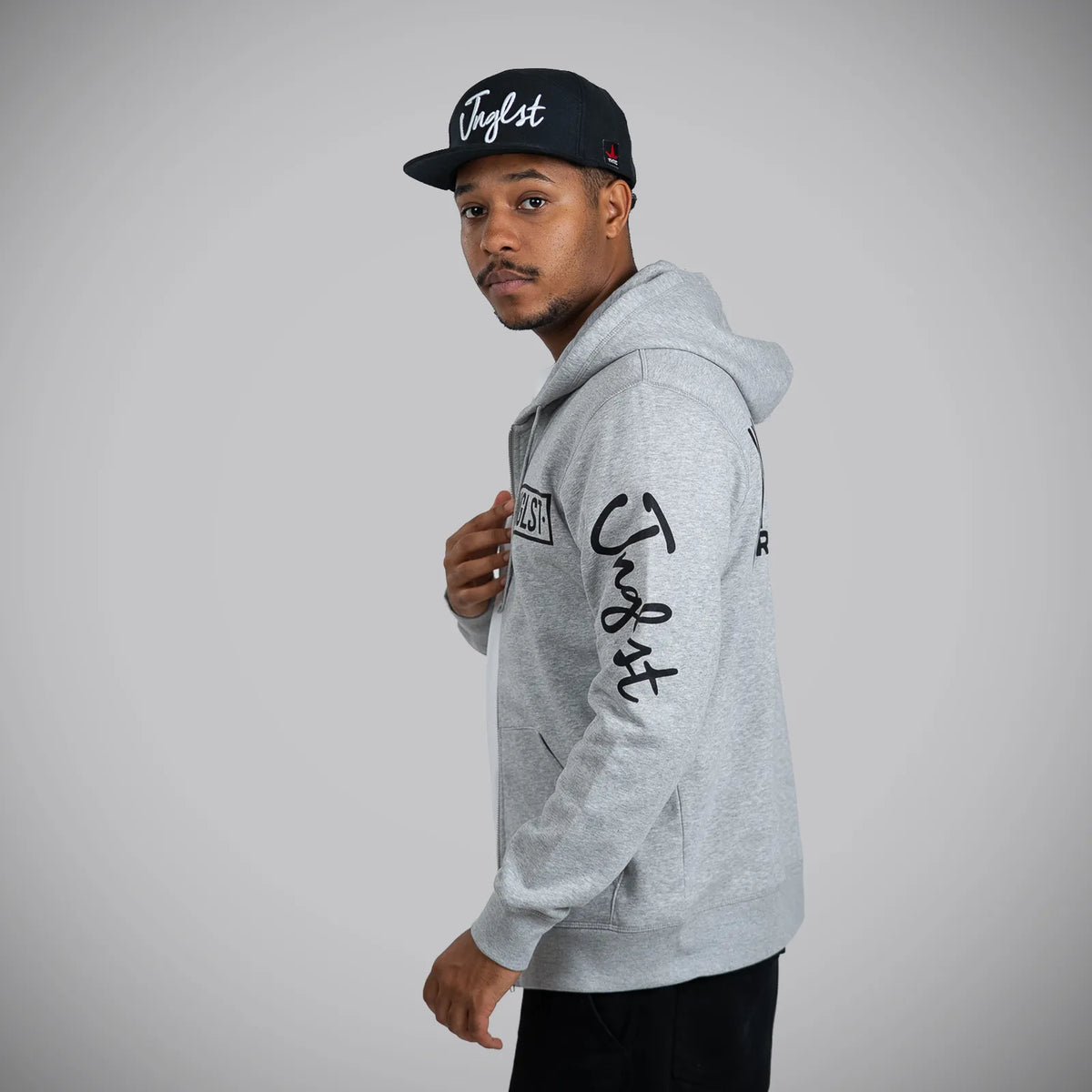 Jnglst Barcode Grey Zip Hoody Arm Print