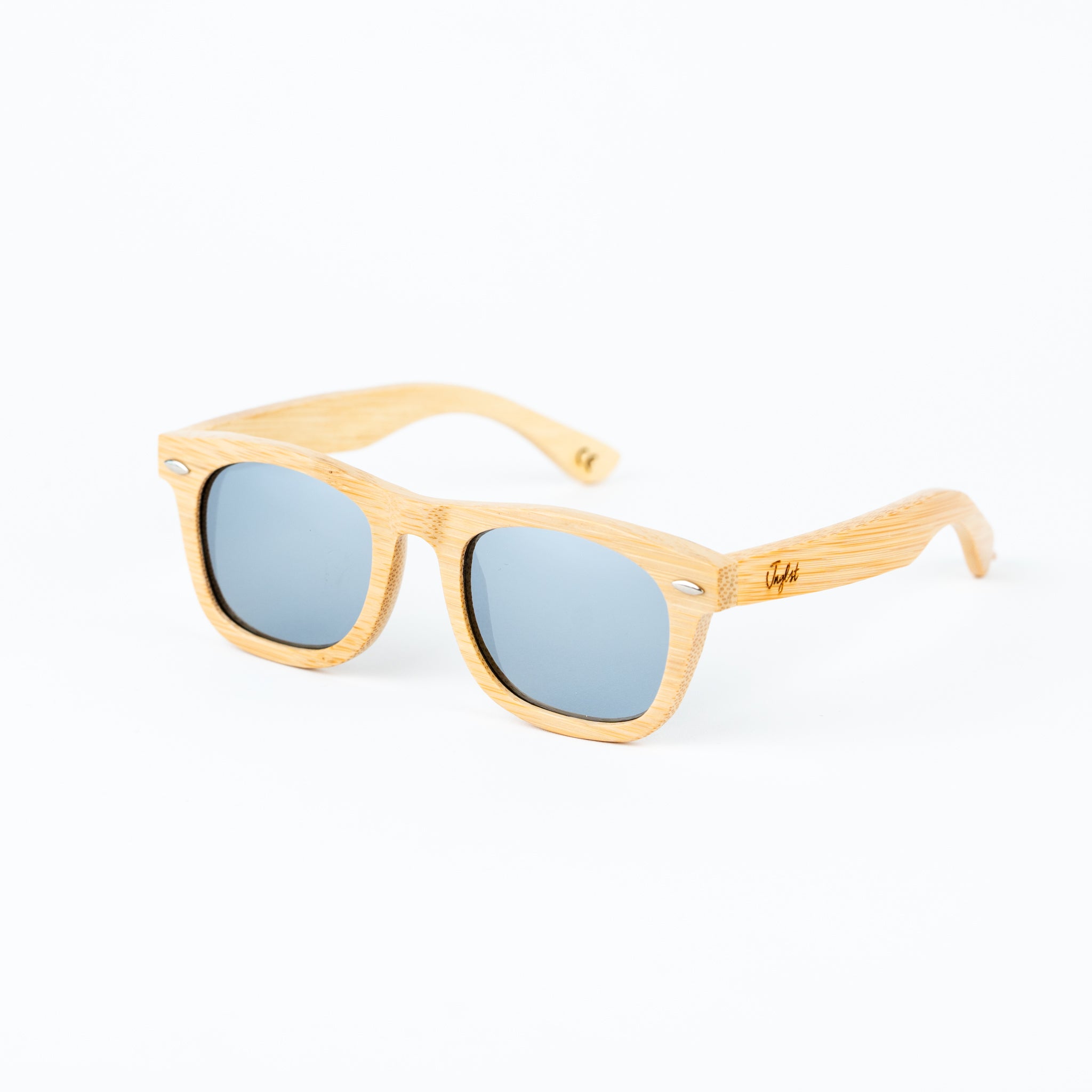 Jnglst Bamboo Rayban Sunglasses with silver lenses