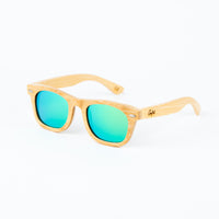 Jnglst Bamboo Rayban Sunglasses with green lenses