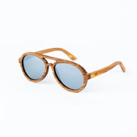 Wooden Tiger Sunglasses with Silver Lenses