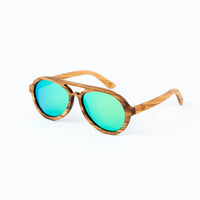 Wooden Tiger Sunglasses with Green Lenses