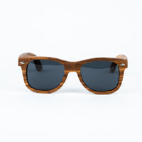 Zebra Wood Sunglasses with Grey Lenses