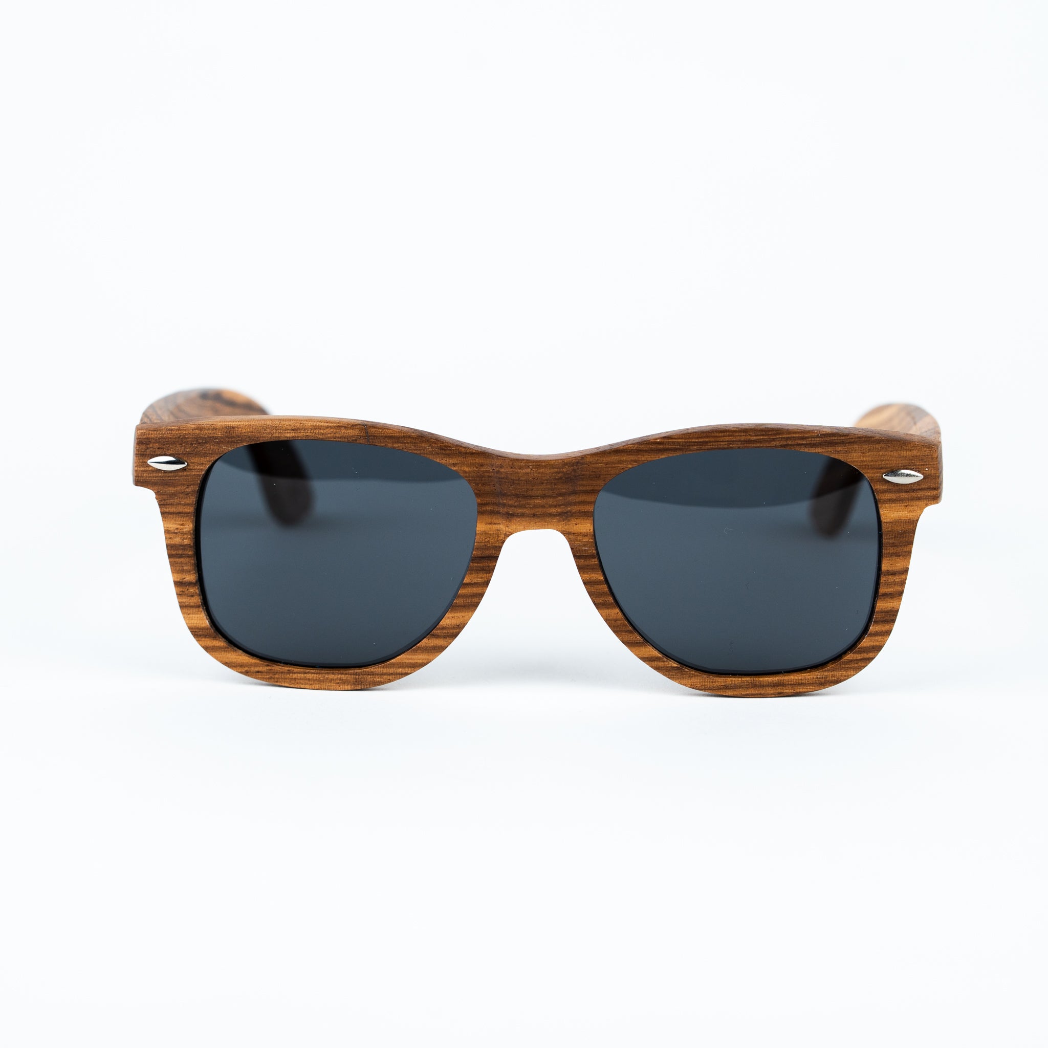 Zebra Wood Sunglasses with Grey Lenses