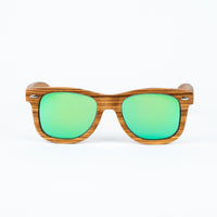 Zebra Wood Sunglasses with Green Lenses