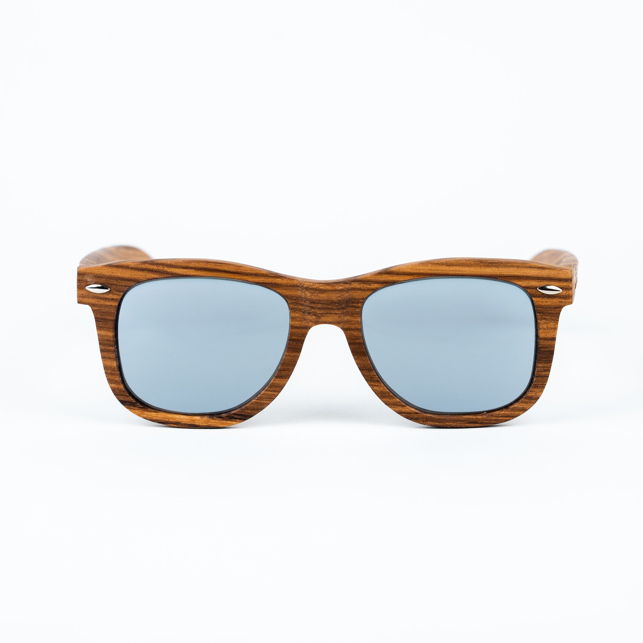 Zebra Wood Sunglasses with Silver Lenses
