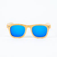 Jnglst Bamboo Rayban Sunglasses with blue lenses