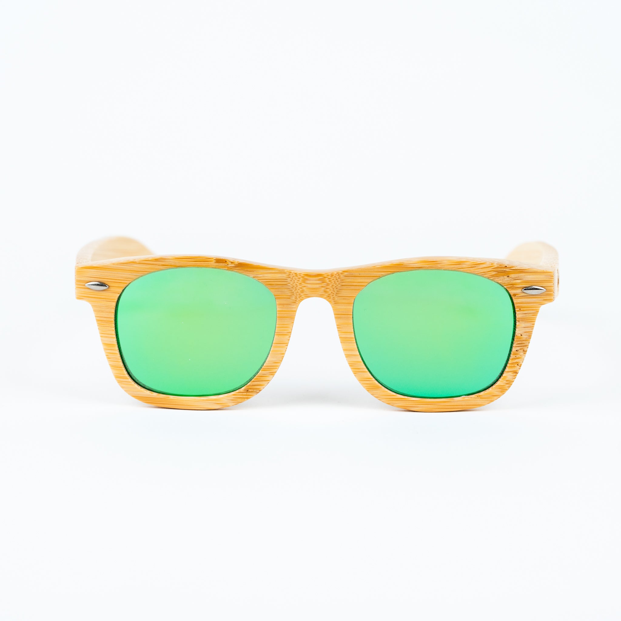 Jnglst Bamboo Rayban Sunglasses with green lenses