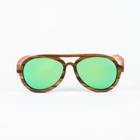 Wooden Tiger Sunglasses with Green Lenses