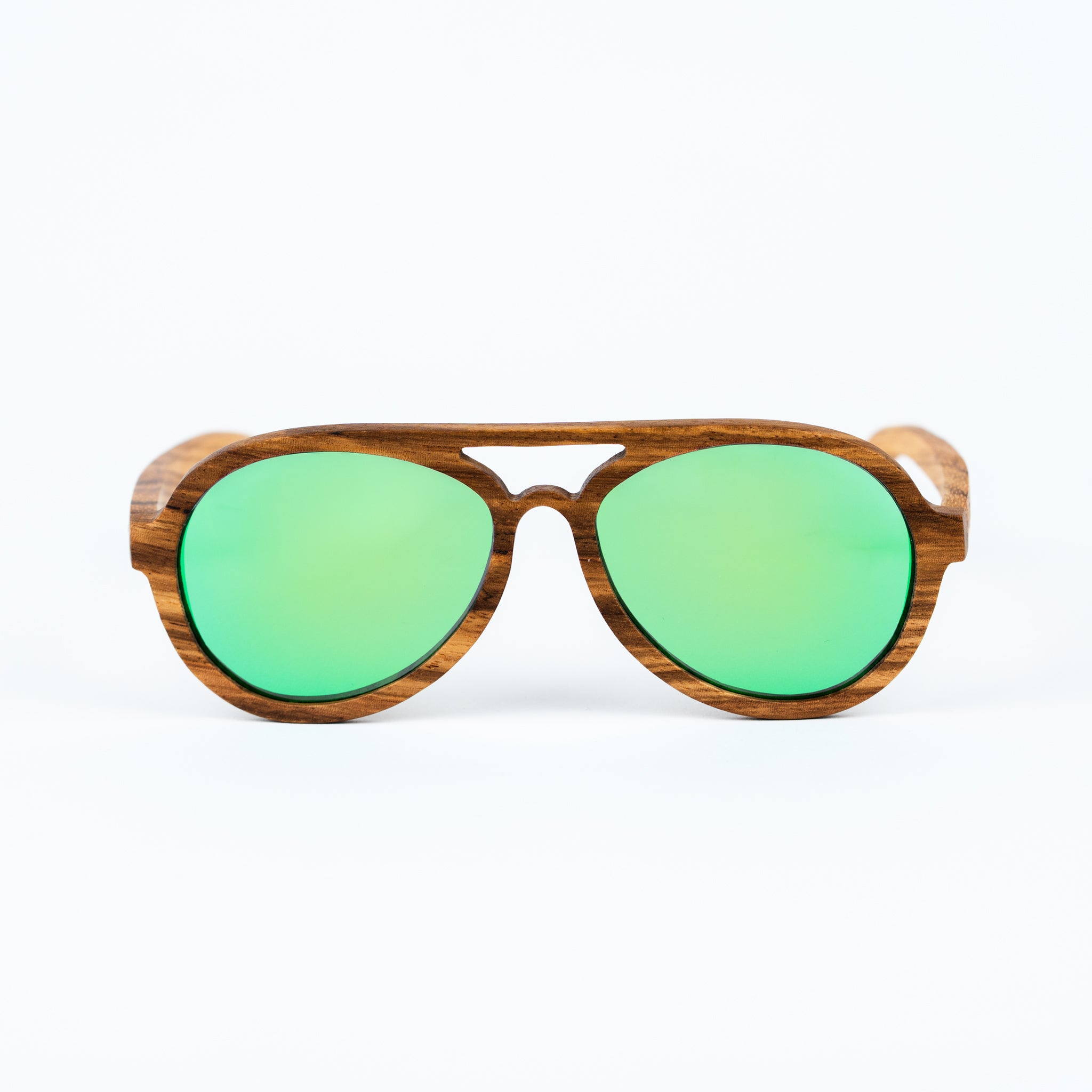 Wooden Tiger Sunglasses with Green Lenses