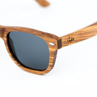 Zebra Wood Sunglasses with Grey Lenses