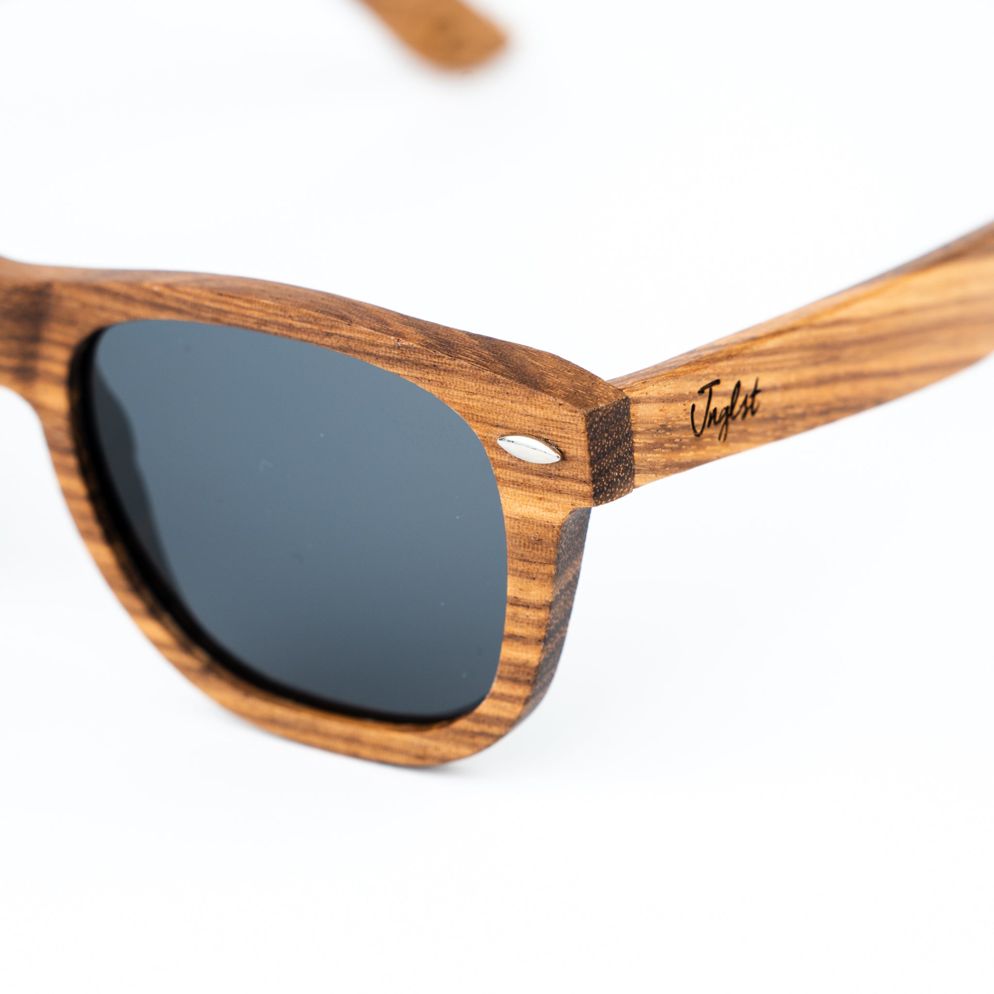 Zebra Wood Sunglasses with Grey Lenses