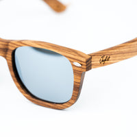 Zebra Wood Sunglasses with Silver Lenses